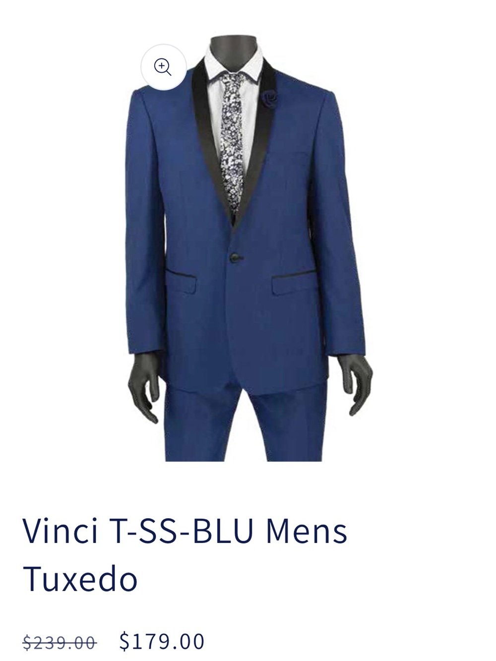 Nwt Vinci shining blue Men 2 Pieces slim fit tuxedos Shawl Lapel for prom 34R